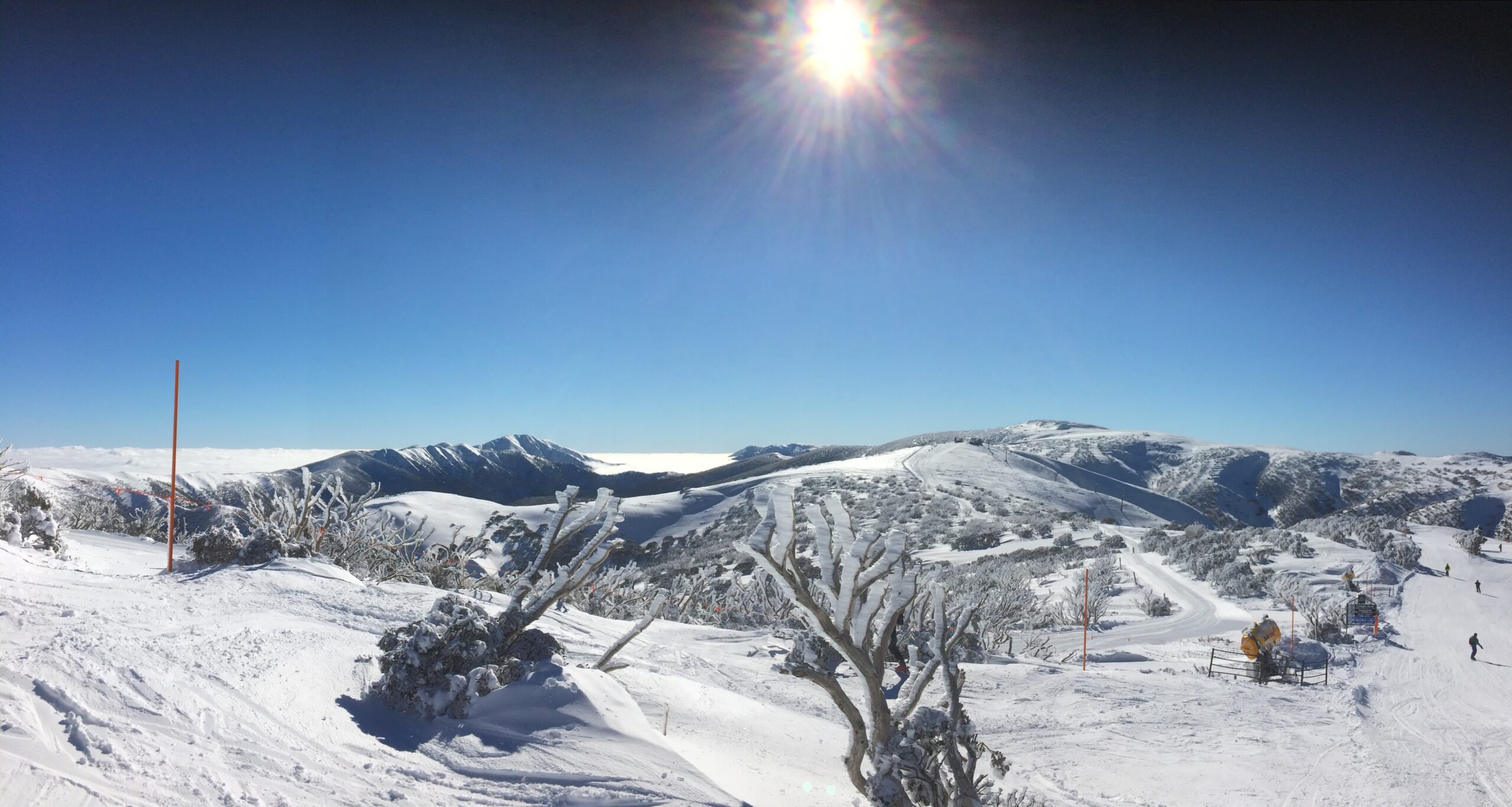 Skiers on Mount Hotham slopes, perfect for the Secrets of Confident Skiers course landing page.