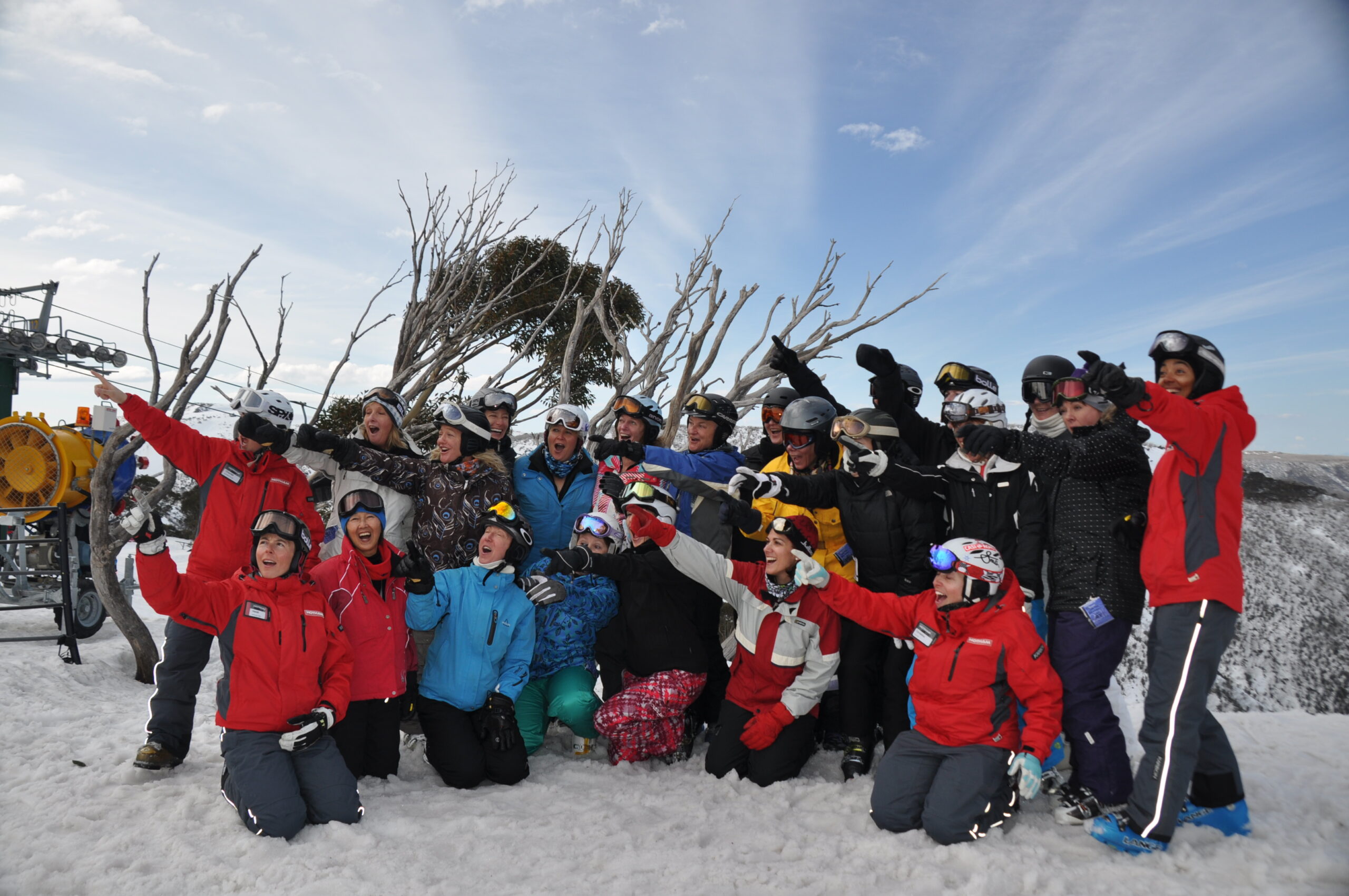 Women skiers at Mount Hotham Women’s Week, part of the Secrets of Confident Skiers course.